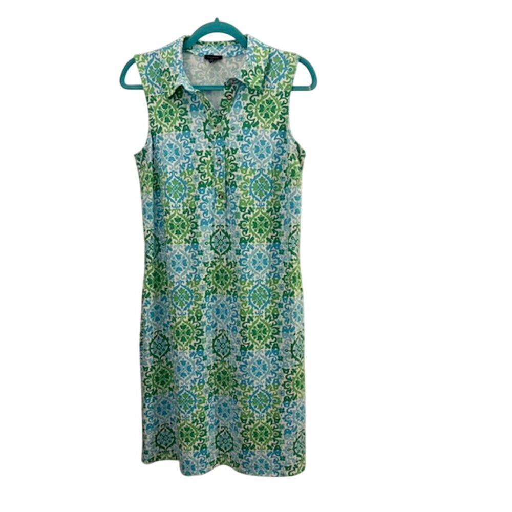 Talbots Medallion Jersey Polo Dress S Lightweight Flowy Airy Effortless - Picture 7 of 7